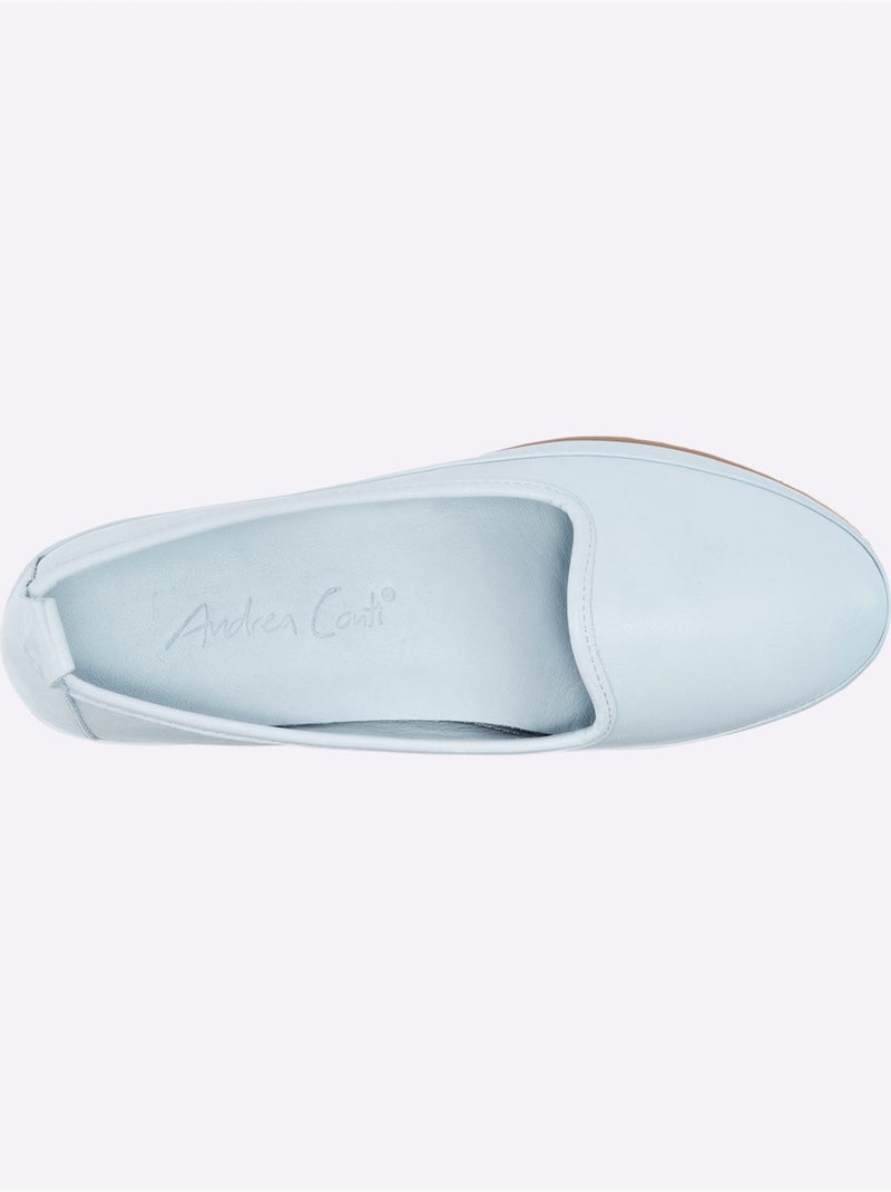 Mocassins Semelle Intérieure Amovible En Cuir - Taille Standard - Helline Bleu clair - Kiabi