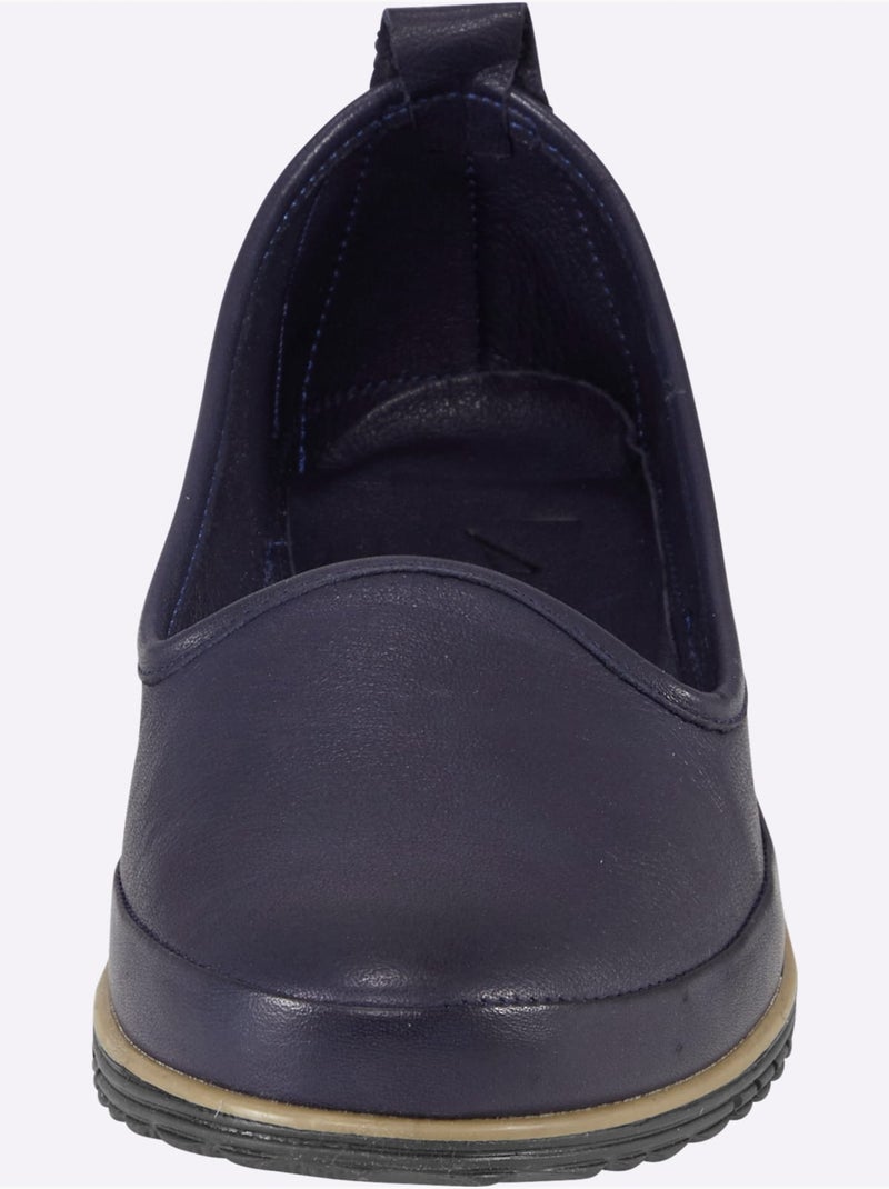 Mocassins Semelle Intérieure Amovible En Cuir - Taille Standard - Helline Bleu marine - Kiabi