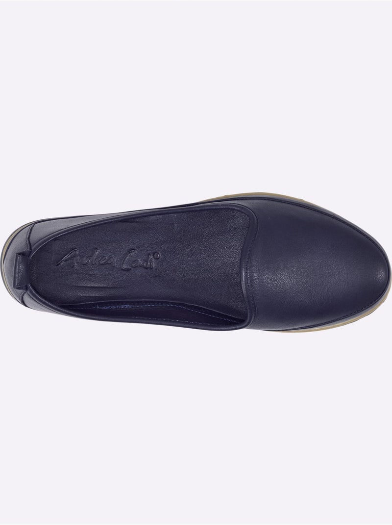 Mocassins Semelle Intérieure Amovible En Cuir - Taille Standard - Helline Bleu marine - Kiabi