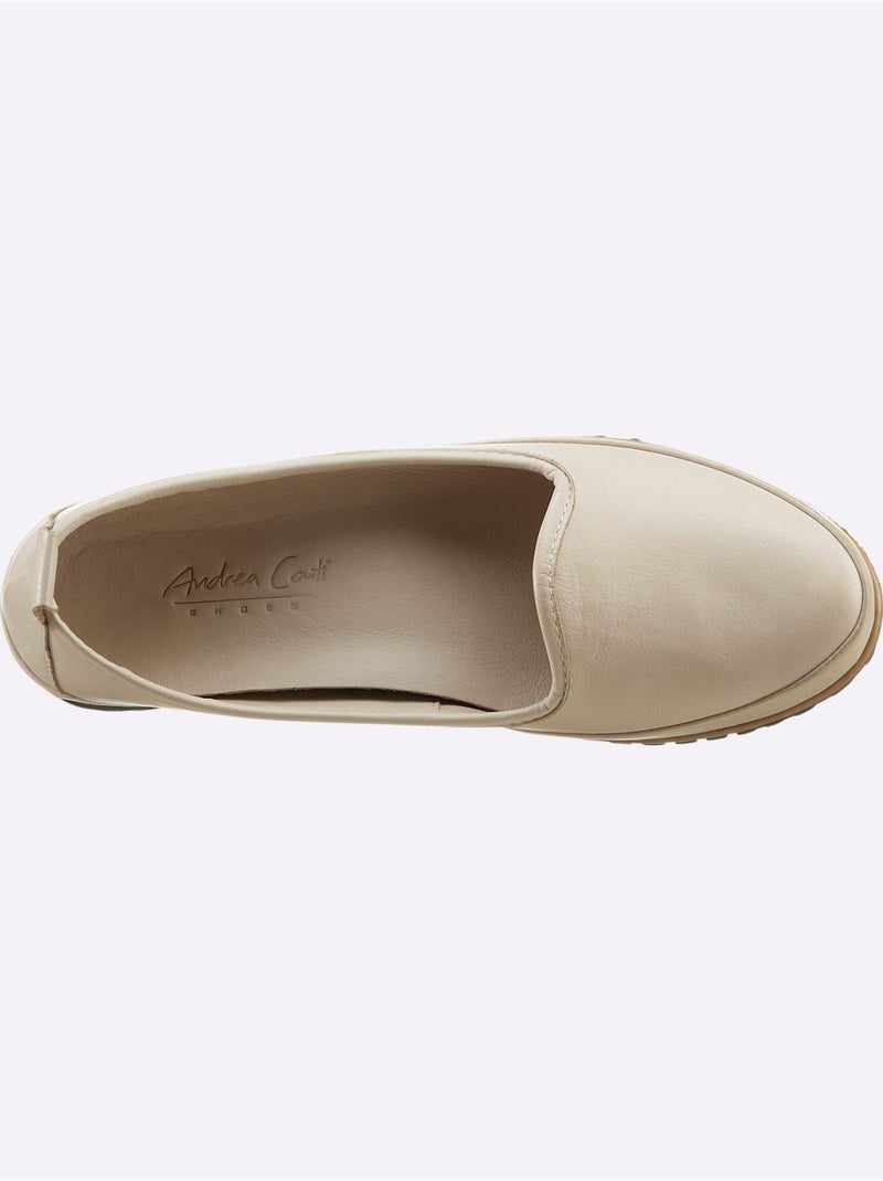 Mocassins Semelle Intérieure Amovible En Cuir - Taille Standard - Helline Ecru - Kiabi