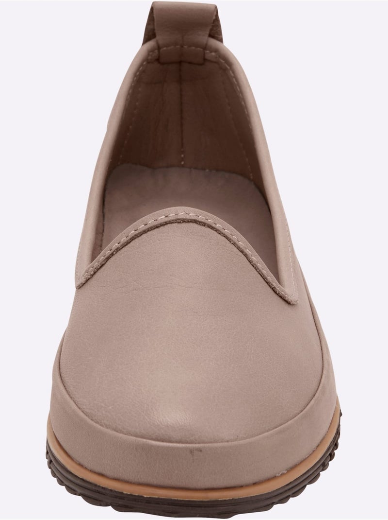 Mocassins Semelle Intérieure Amovible En Cuir - Taille Standard - Helline Gris - Kiabi