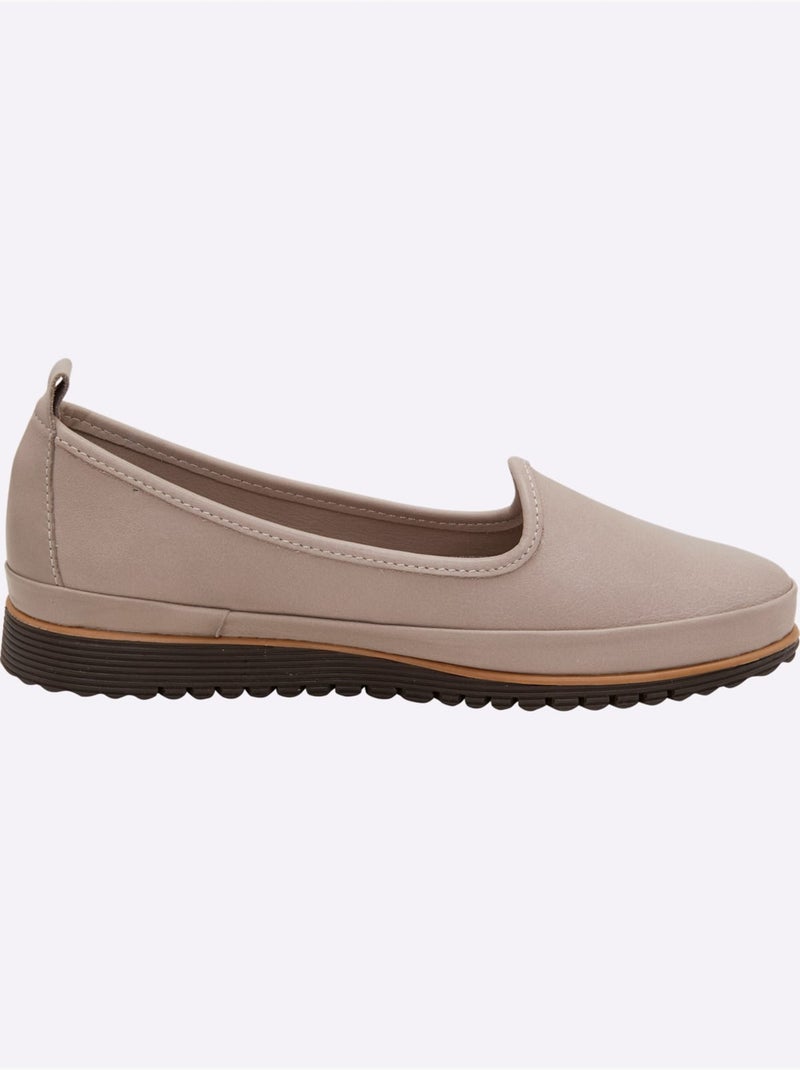 Mocassins Semelle Intérieure Amovible En Cuir - Taille Standard - Helline Gris - Kiabi