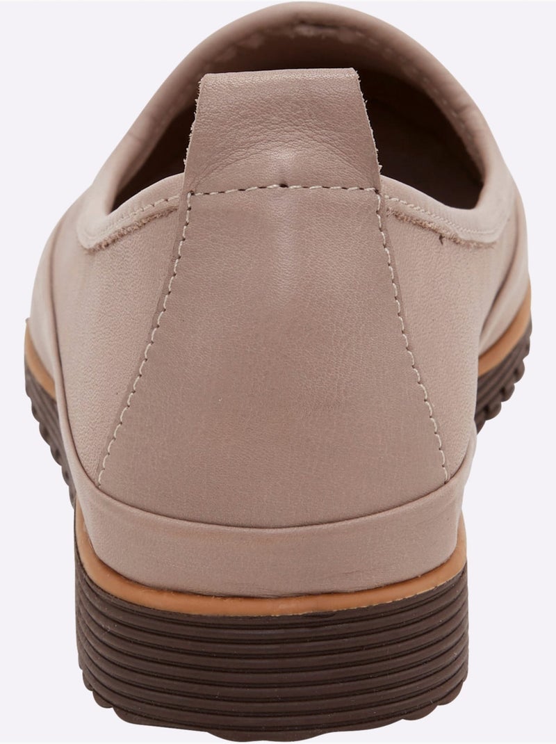 Mocassins Semelle Intérieure Amovible En Cuir - Taille Standard - Helline Gris - Kiabi
