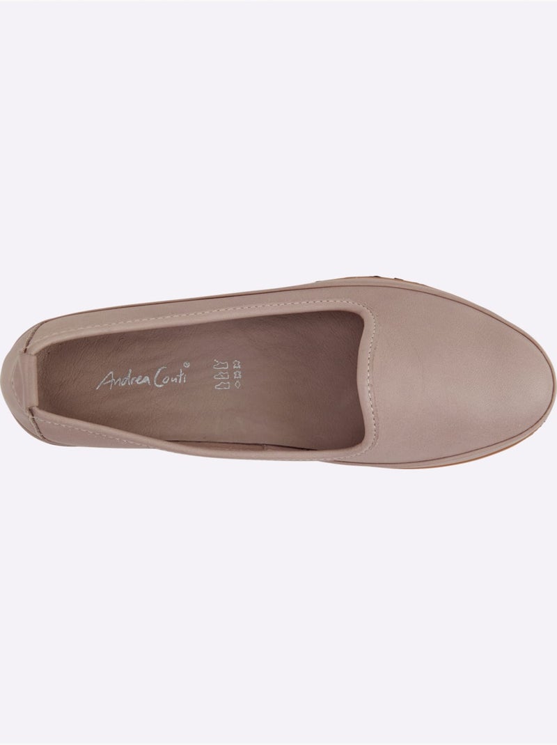 Mocassins Semelle Intérieure Amovible En Cuir - Taille Standard - Helline Gris - Kiabi