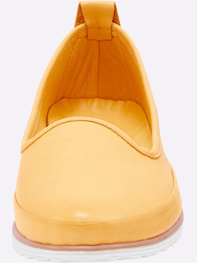 Mocassins Semelle Intérieure Amovible En Cuir - Taille Standard - Helline Jaune - Kiabi