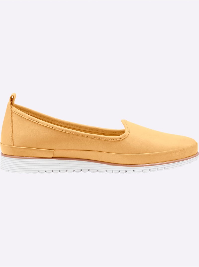 Mocassins Semelle Intérieure Amovible En Cuir - Taille Standard - Helline Jaune - Kiabi