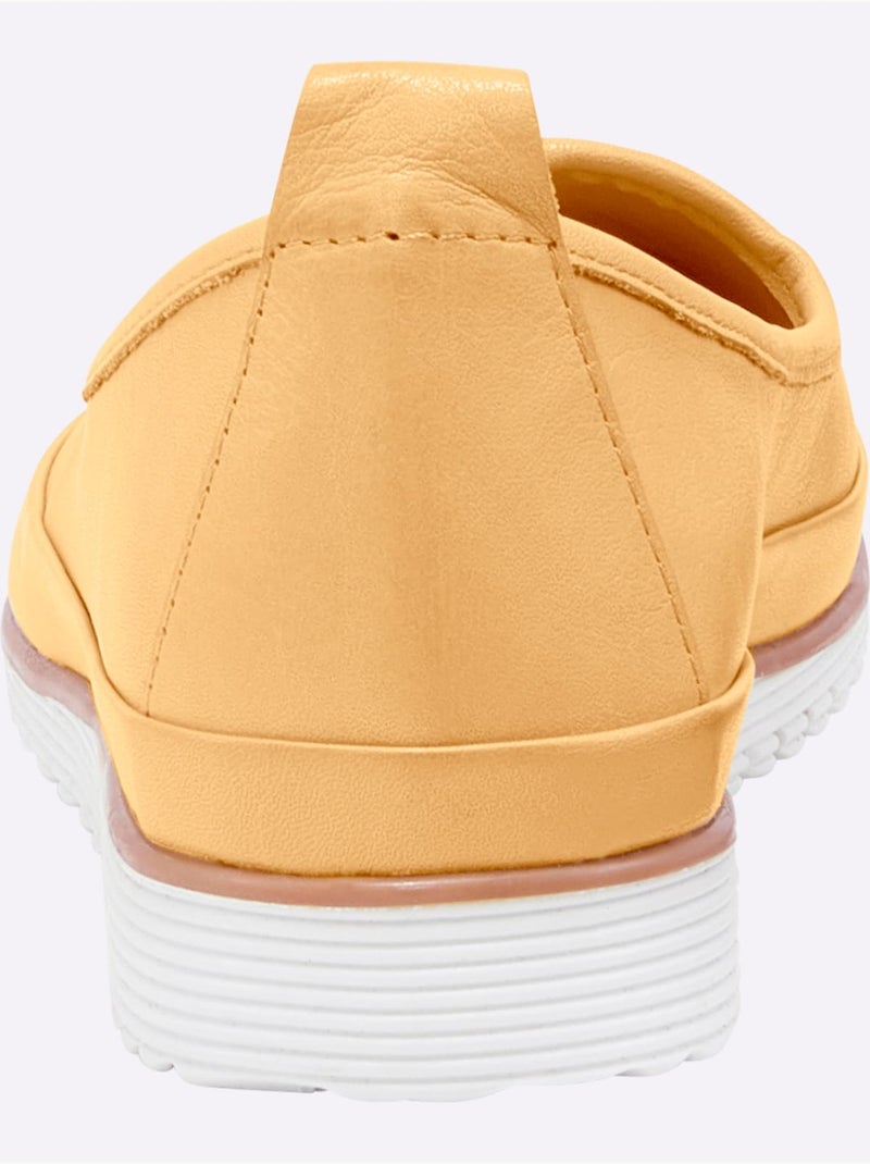 Mocassins Semelle Intérieure Amovible En Cuir - Taille Standard - Helline Jaune - Kiabi