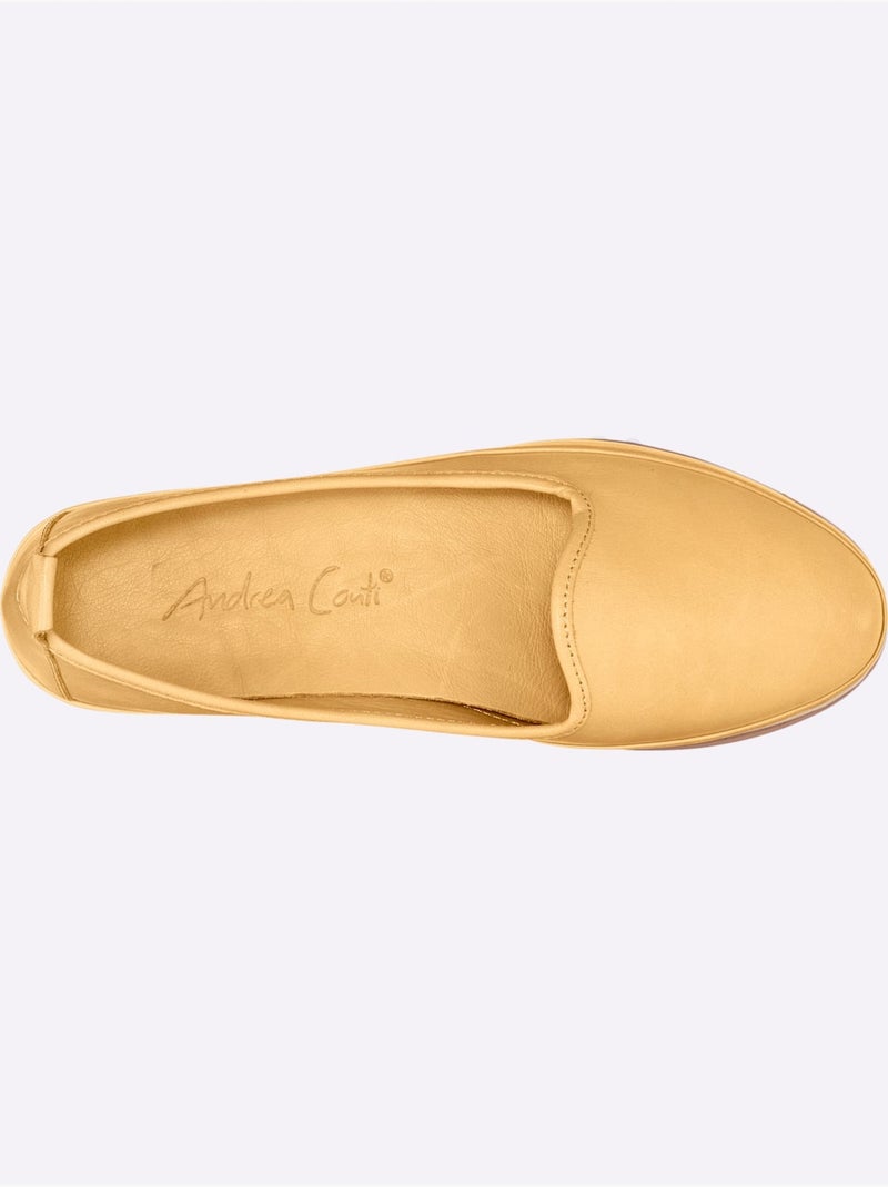 Mocassins Semelle Intérieure Amovible En Cuir - Taille Standard - Helline Jaune - Kiabi