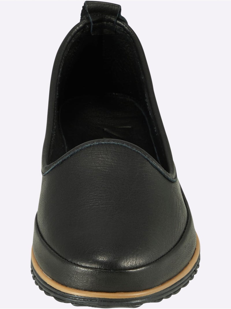 Mocassins Semelle Intérieure Amovible En Cuir - Taille Standard - Helline Noir - Kiabi