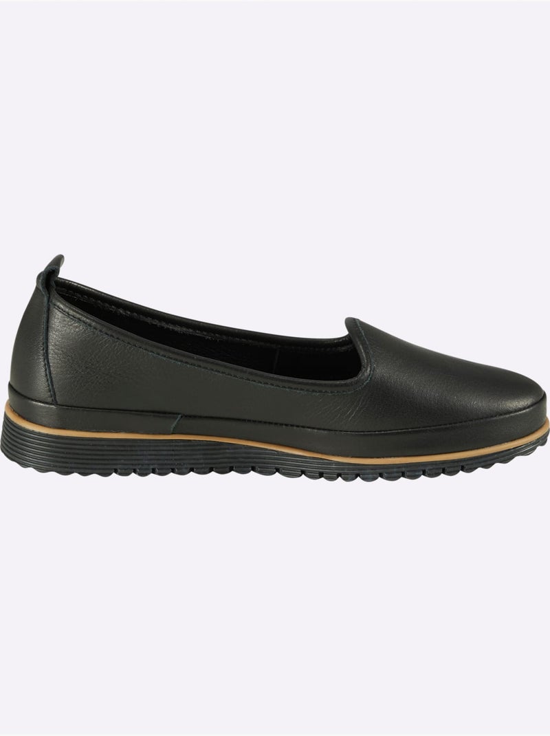 Mocassins Semelle Intérieure Amovible En Cuir - Taille Standard - Helline Noir - Kiabi