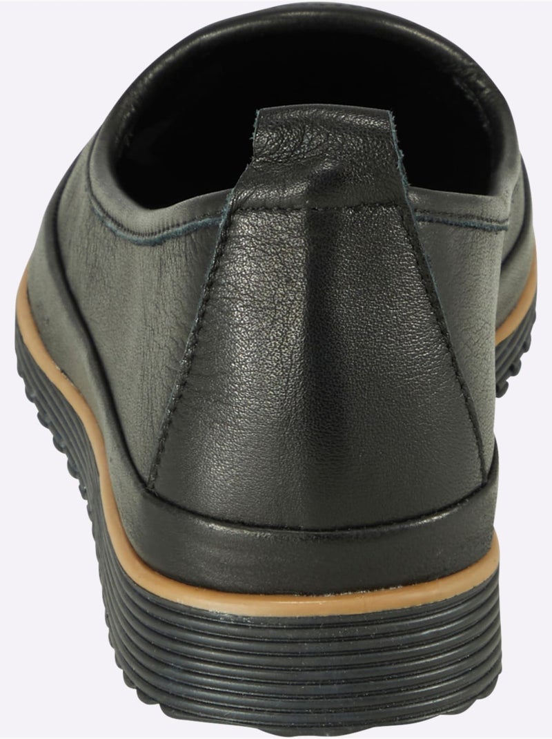 Mocassins Semelle Intérieure Amovible En Cuir - Taille Standard - Helline Noir - Kiabi