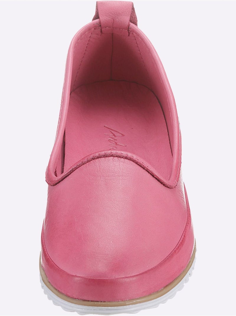 Mocassins Semelle Intérieure Amovible En Cuir - Taille Standard - Helline Rose fushia - Kiabi