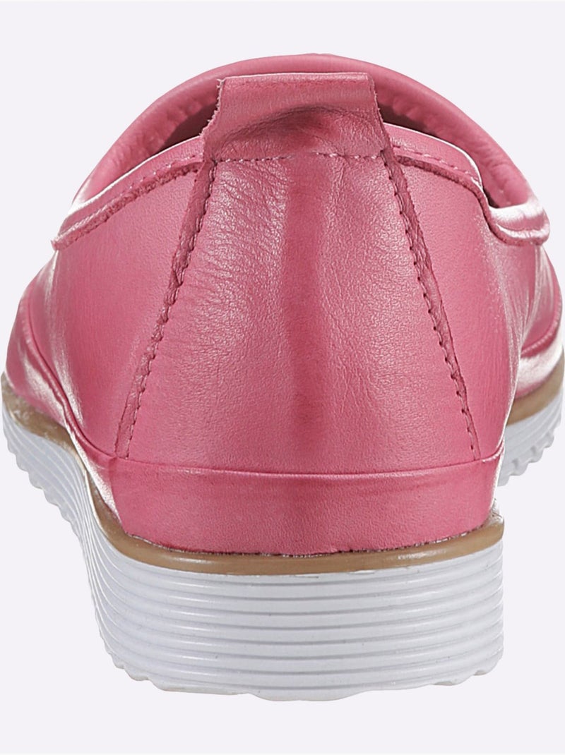 Mocassins Semelle Intérieure Amovible En Cuir - Taille Standard - Helline Rose fushia - Kiabi