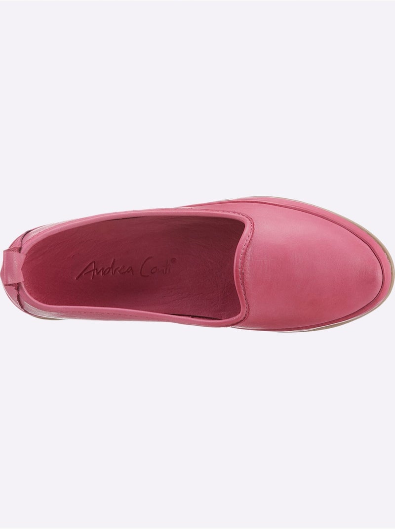 Mocassins Semelle Intérieure Amovible En Cuir - Taille Standard - Helline Rose fushia - Kiabi