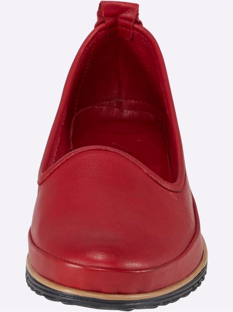 Mocassins Semelle Intérieure Amovible En Cuir - Taille Standard - Helline Rouge - Kiabi