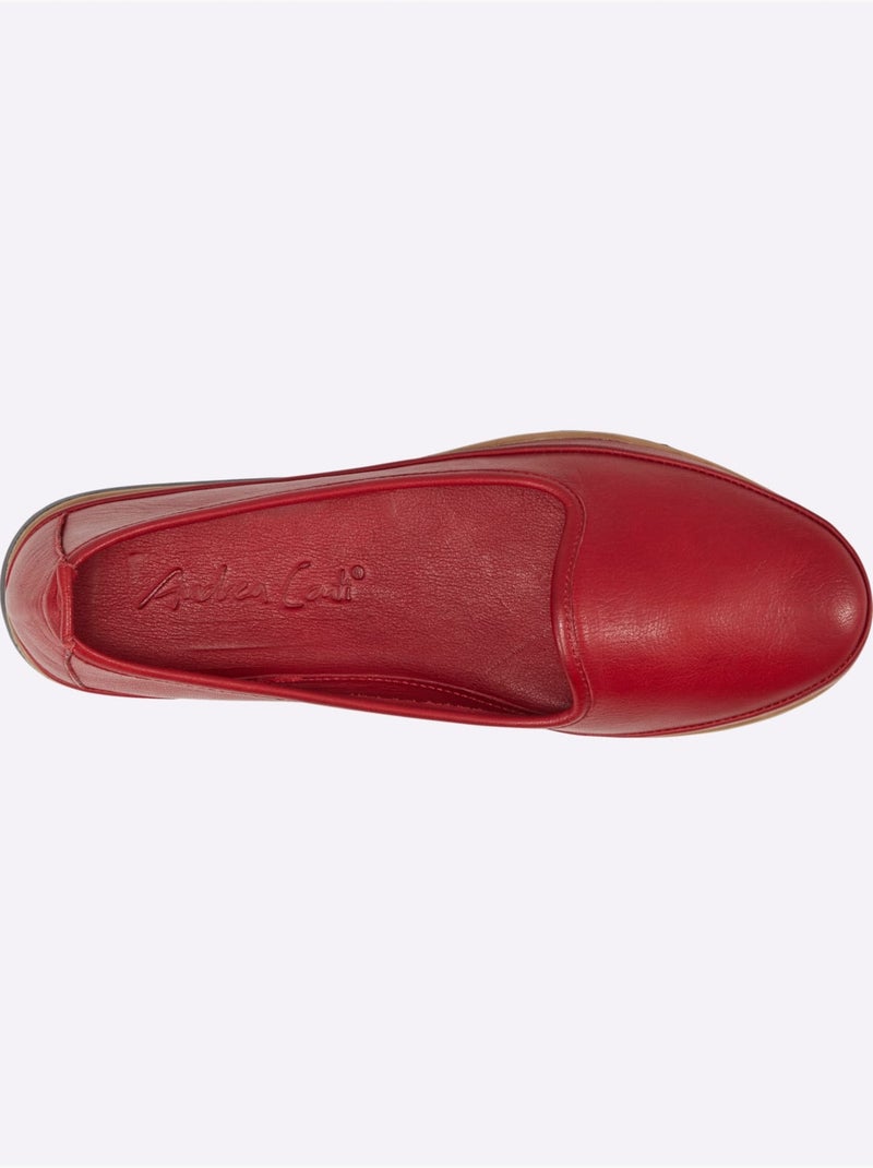 Mocassins Semelle Intérieure Amovible En Cuir - Taille Standard - Helline Rouge - Kiabi