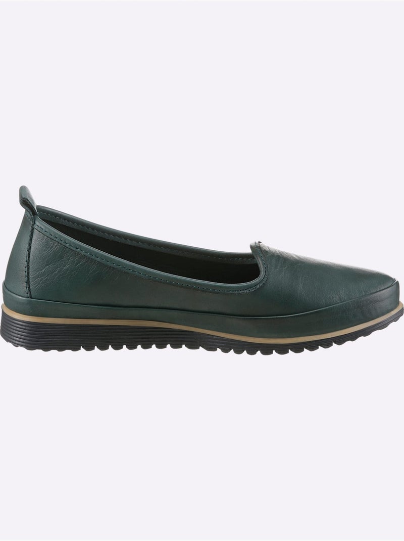 Mocassins Semelle Intérieure Amovible En Cuir - Taille Standard - Helline Vert - Kiabi
