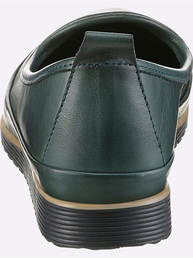 Mocassins Semelle Intérieure Amovible En Cuir - Taille Standard - Helline Vert - Kiabi