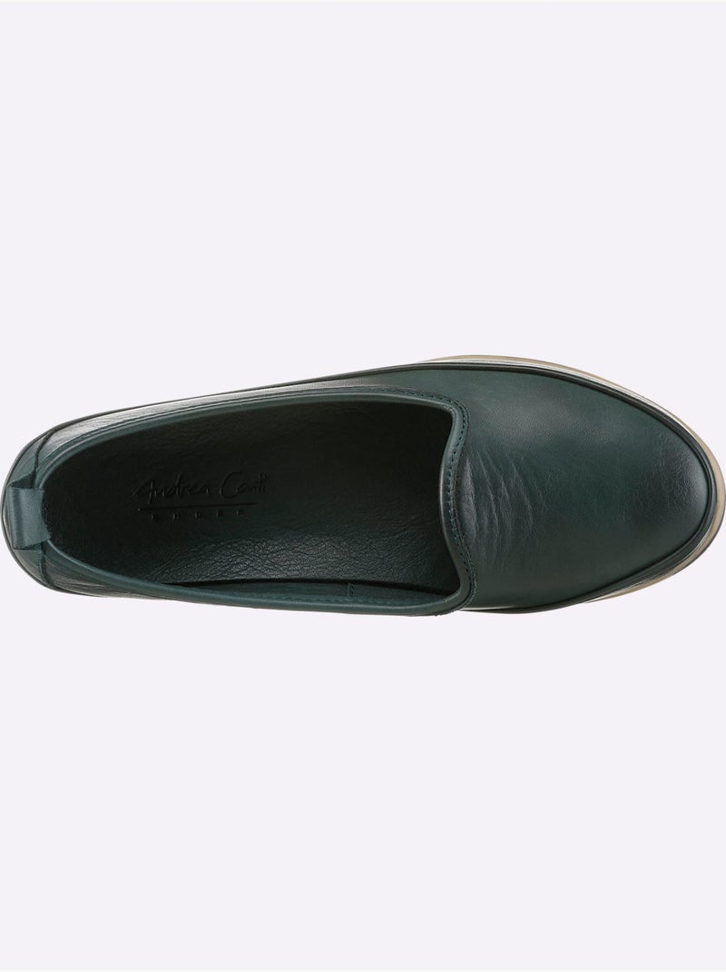 Mocassins Semelle Intérieure Amovible En Cuir - Taille Standard - Helline Vert - Kiabi