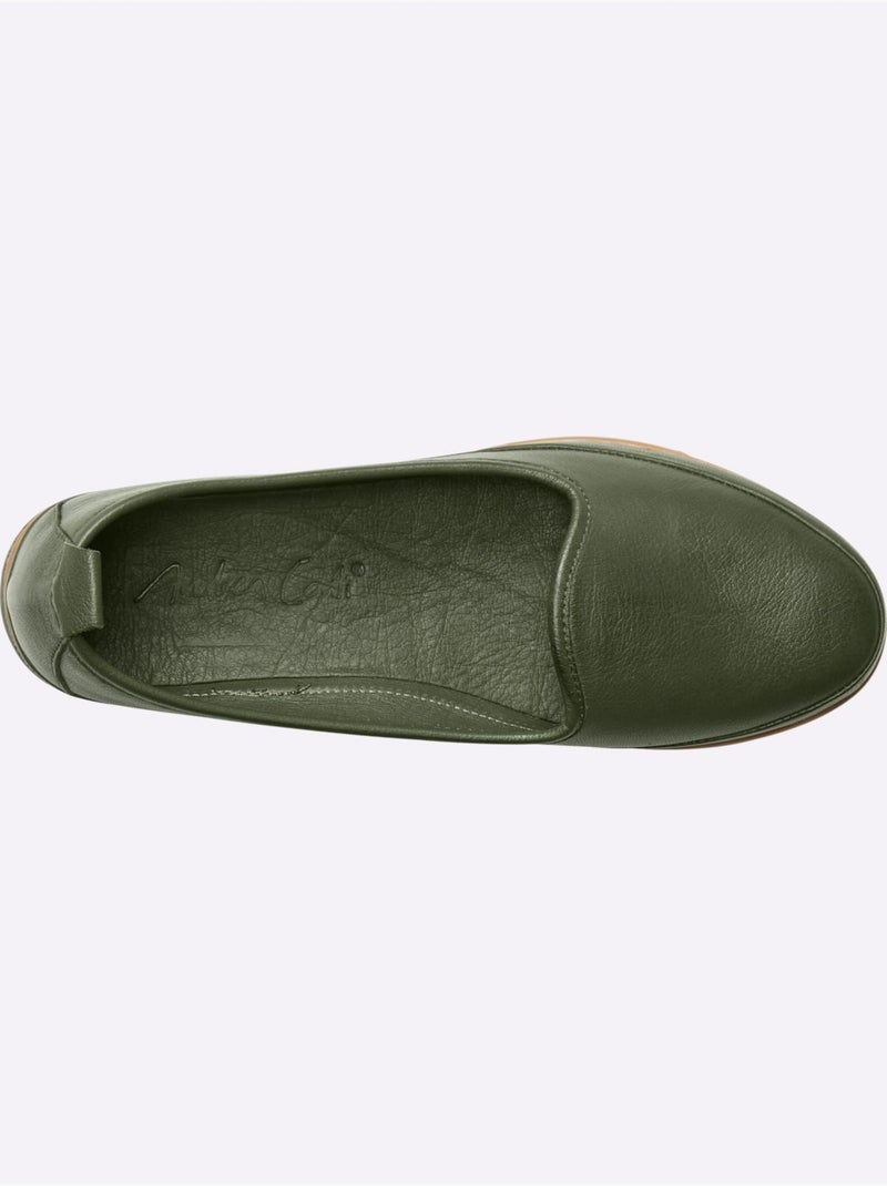 Mocassins Semelle Intérieure Amovible En Cuir - Taille Standard - Helline Vert olive - Kiabi