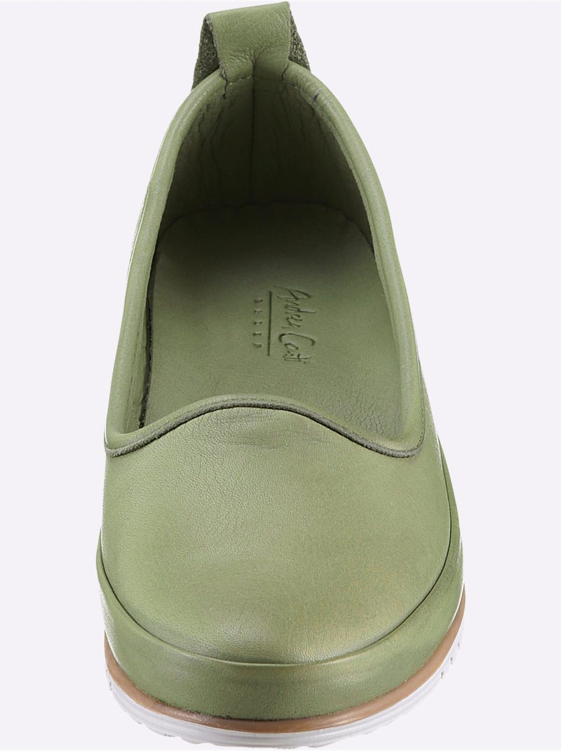 Mocassins Semelle Intérieure Amovible En Cuir - Taille Standard - Helline Vert tilleul - Kiabi