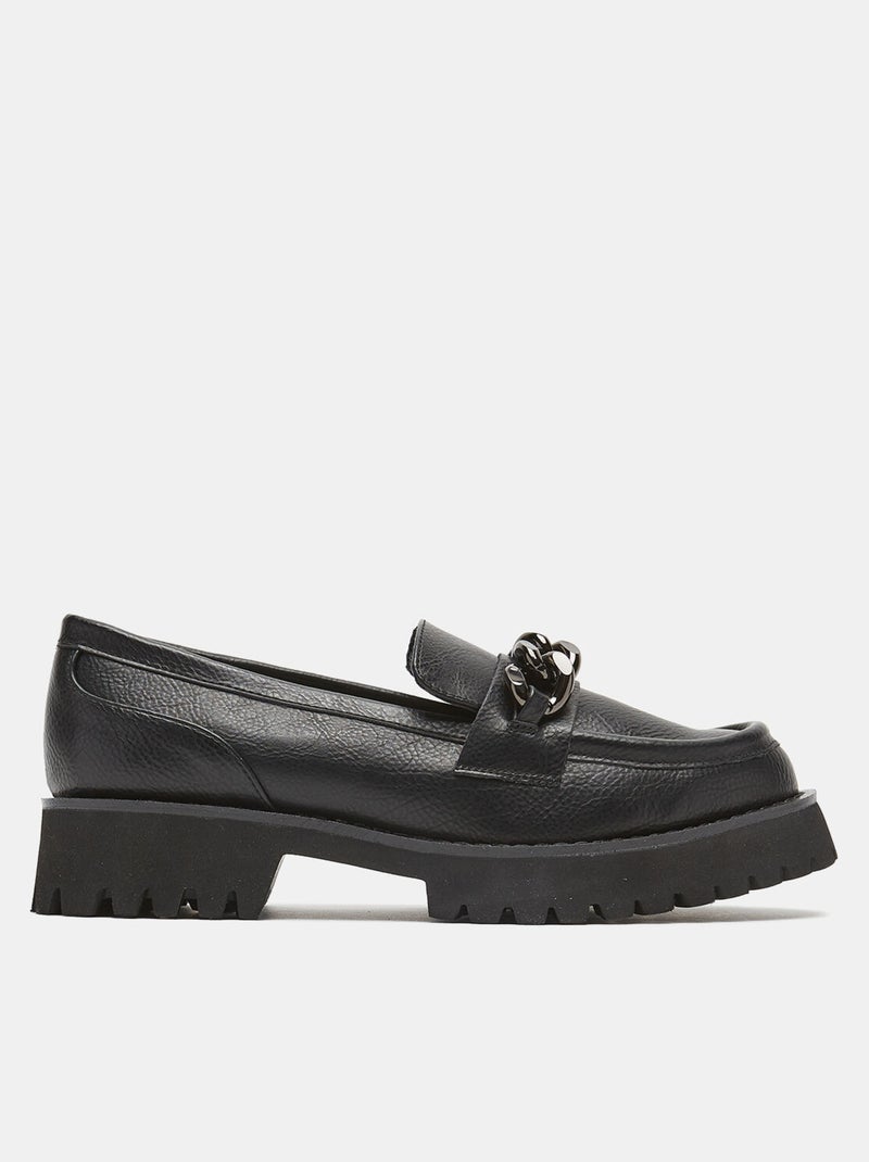 Mocassins semelles crantées et chaînette BATA Noir - Kiabi