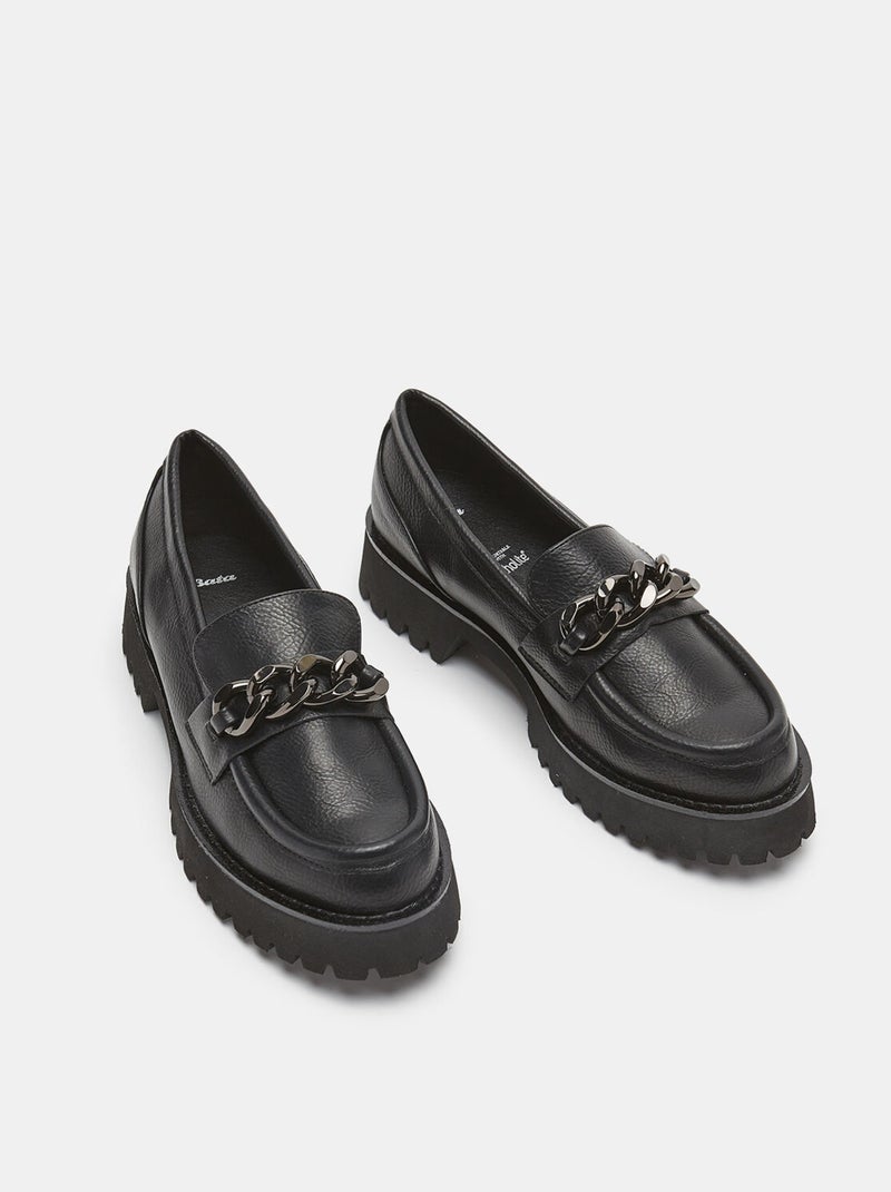 Mocassins semelles crantées et chaînette BATA Noir - Kiabi