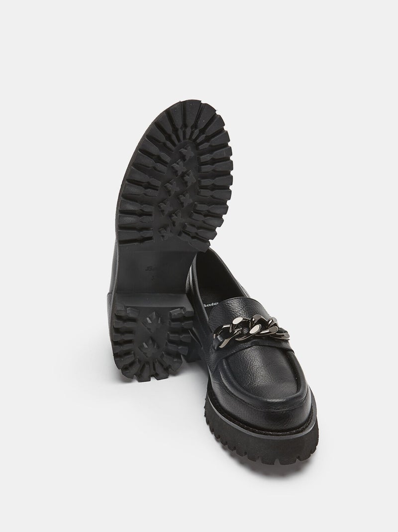 Mocassins semelles crantées et chaînette BATA Noir - Kiabi