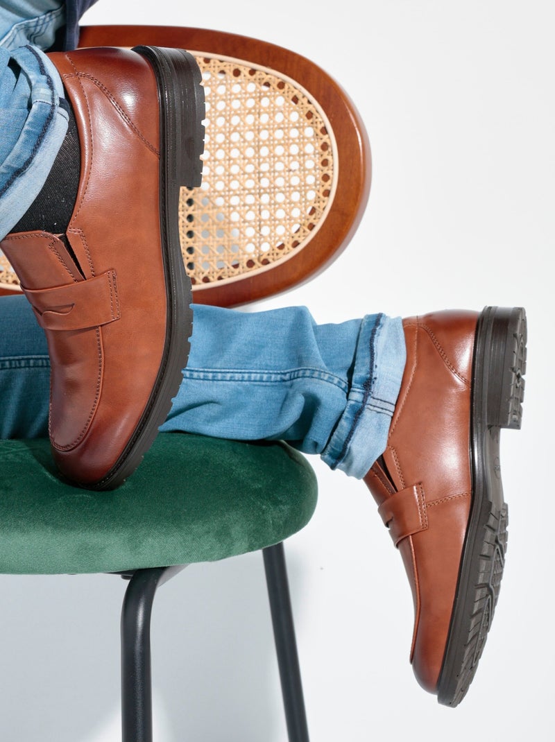 Mocassins simili cuir, patte ton sur ton - AFIBEL Camel - Kiabi