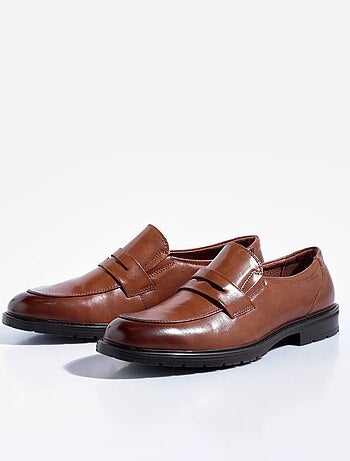 Mocassins simili cuir, patte ton sur ton