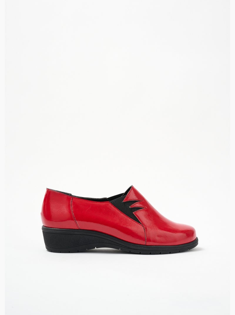 Mocassins souples élastiqués largeur confort - Afibel Rouge - Kiabi