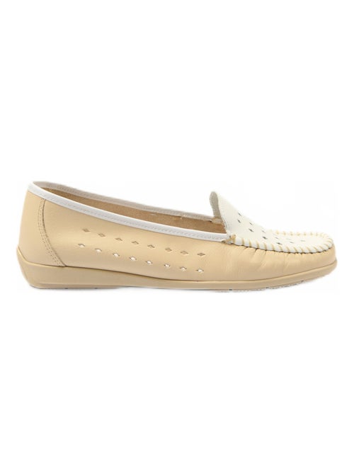 Mocassins souples largeur confort cuir - Kiabi
