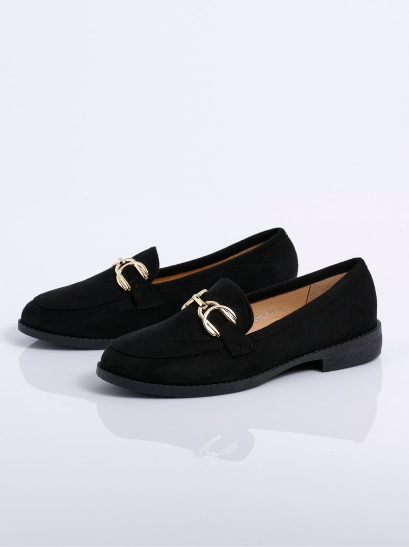 Mocassins suédine avec bride en métal - AFIBEL Noir - Kiabi