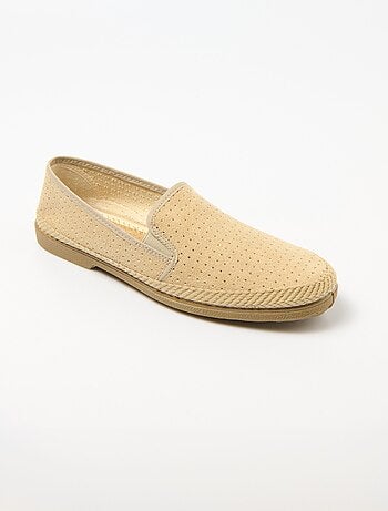 Mocassins toile perforée élastiqués