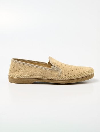 Mocassins toile perforée élastiqués