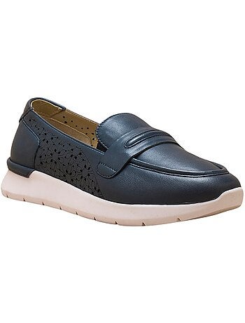 Mocassins tout cuir motifs ajourés - PEDICONFORT