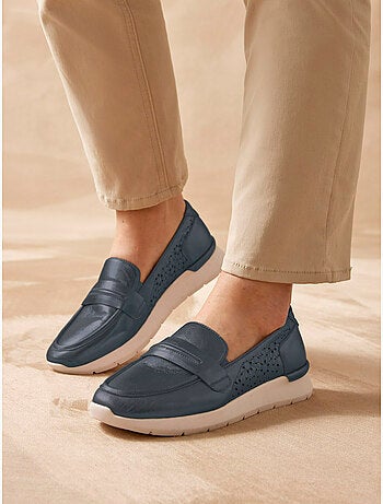 Mocassins tout cuir motifs ajourés - PEDICONFORT