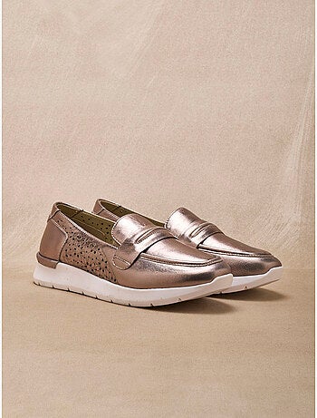 Mocassins tout cuir motifs ajourés - PEDICONFORT