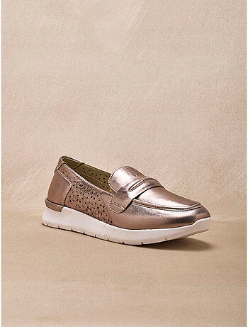 Mocassins tout cuir motifs ajourés - PEDICONFORT