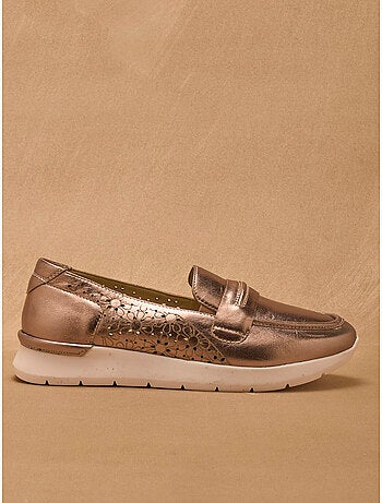 Mocassins tout cuir motifs ajourés - PEDICONFORT