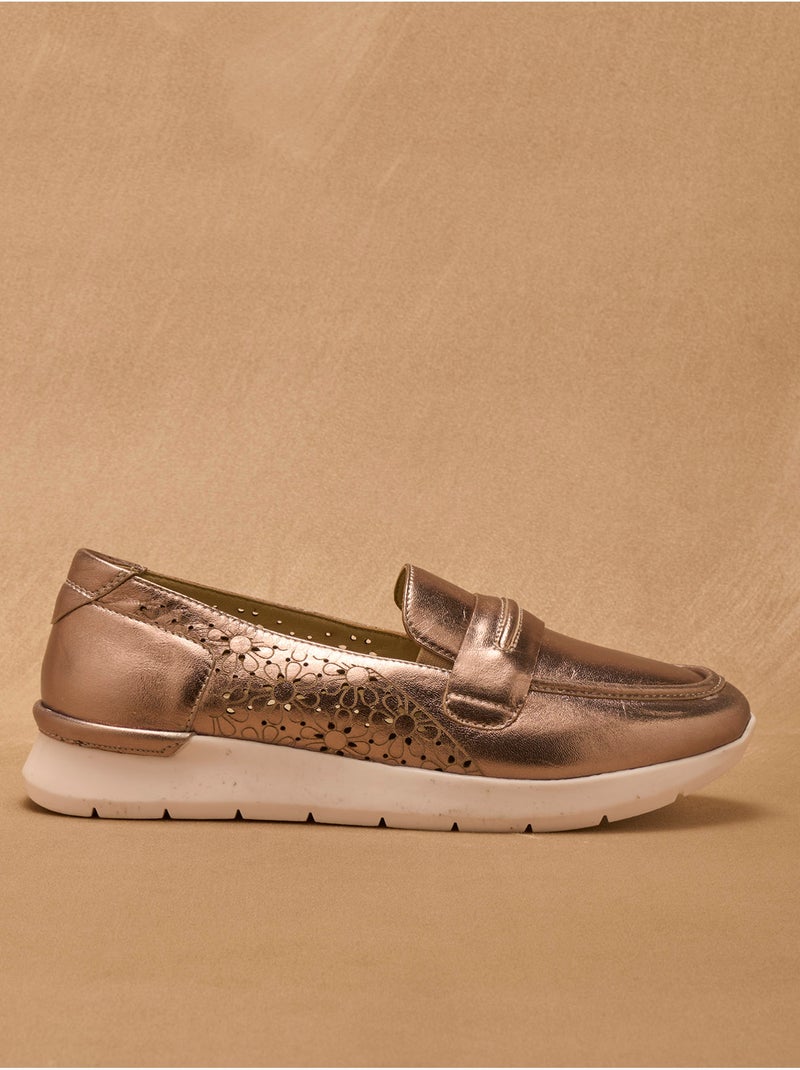 Mocassins tout cuir motifs ajourés - PEDICONFORT Bronze - Kiabi