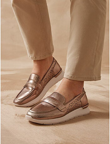 Mocassins tout cuir motifs ajourés