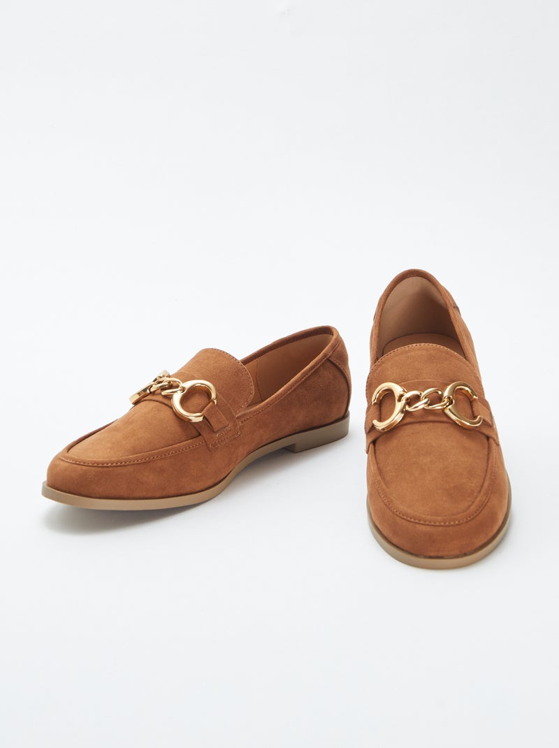 Mocassins type bateau en suédine MARRON - Kiabi