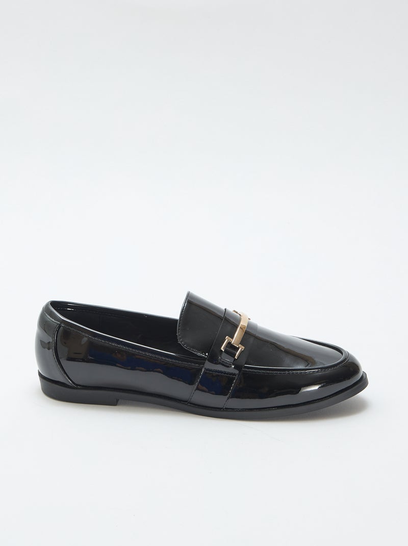 Mocassins vernies avec bijoux dorés fantaisies Noir - Kiabi
