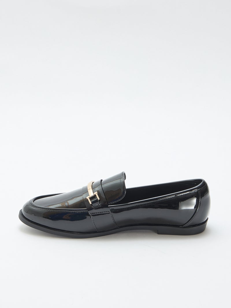 Mocassins vernies avec bijoux dorés fantaisies Noir - Kiabi