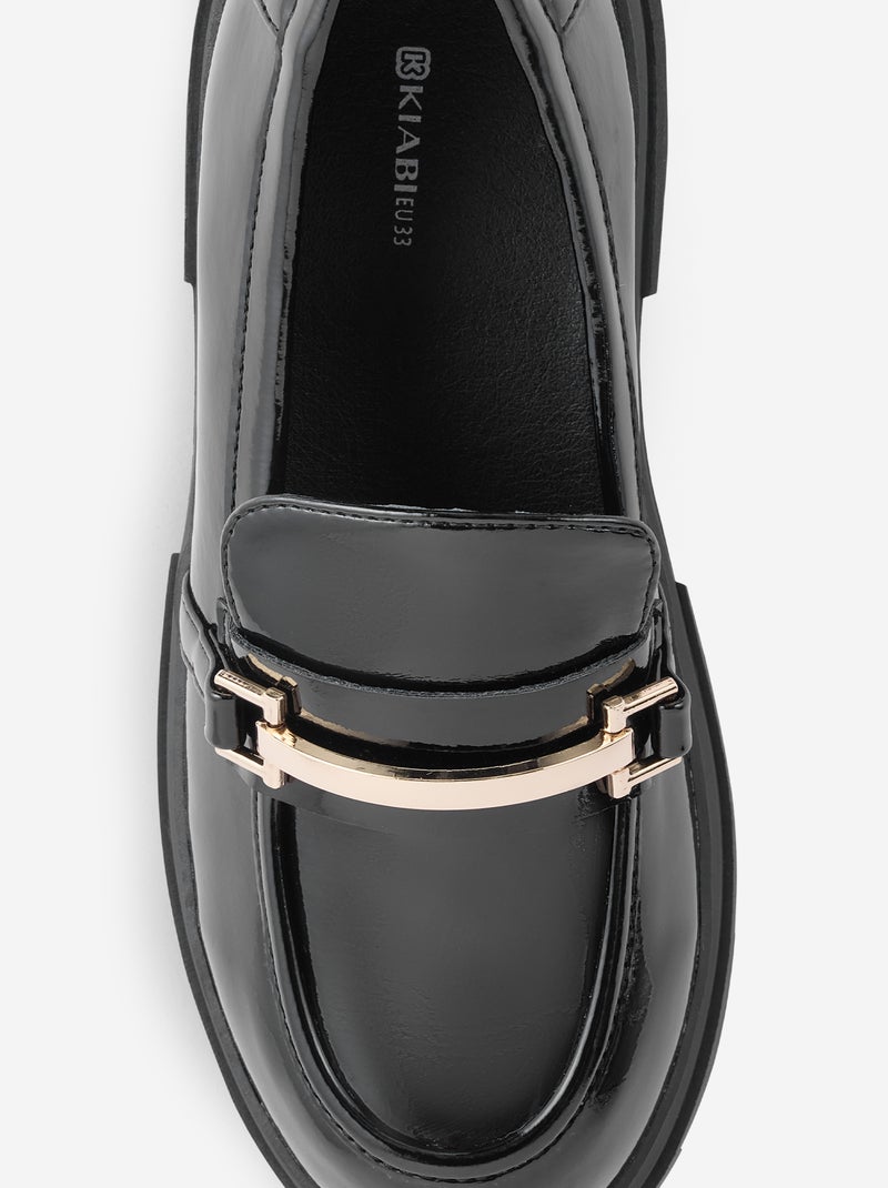 Mocassins vernies avec semelles crantées Noir - Kiabi
