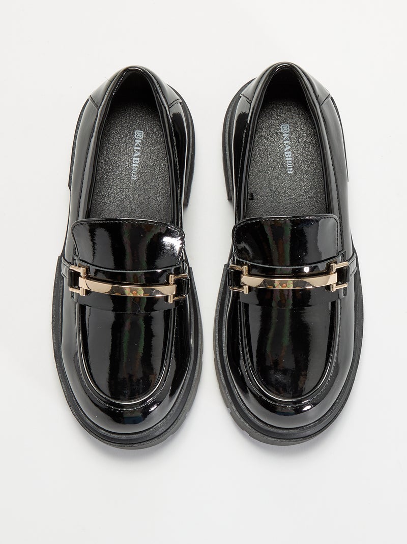Mocassins vernies avec semelles crantées Noir - Kiabi