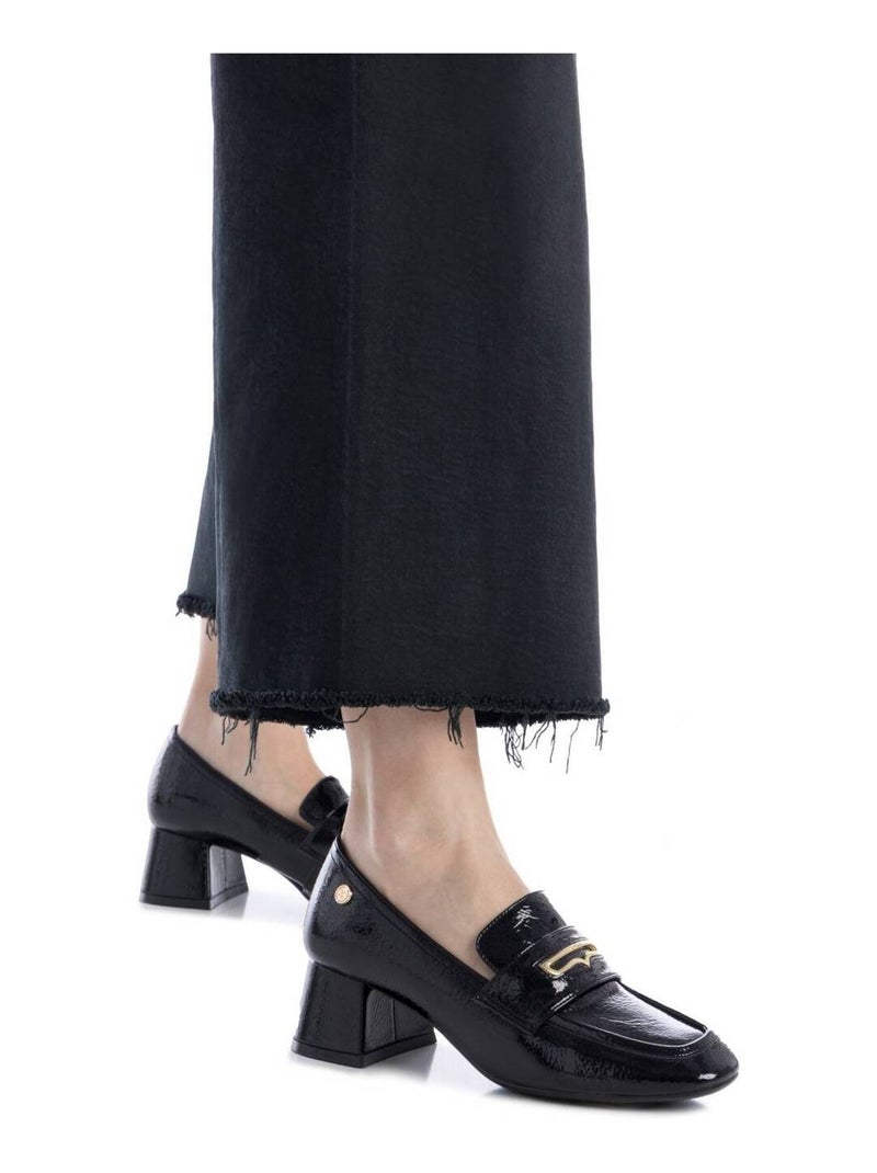 Mocassins vernis à talon large femme Noir - Kiabi