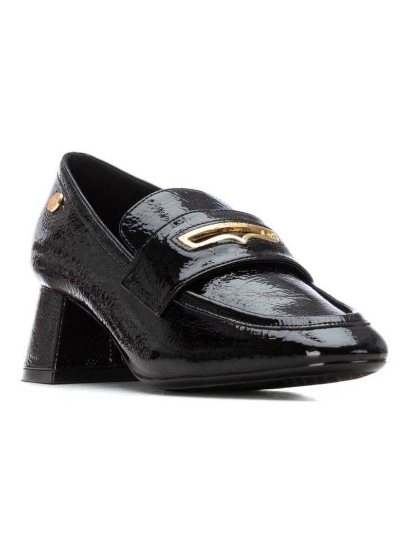 Mocassins vernis à talon large femme Noir - Kiabi