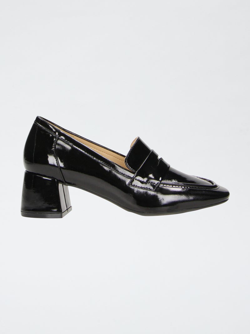 Mocassins vernis avec brides fantaisies Noir - Kiabi